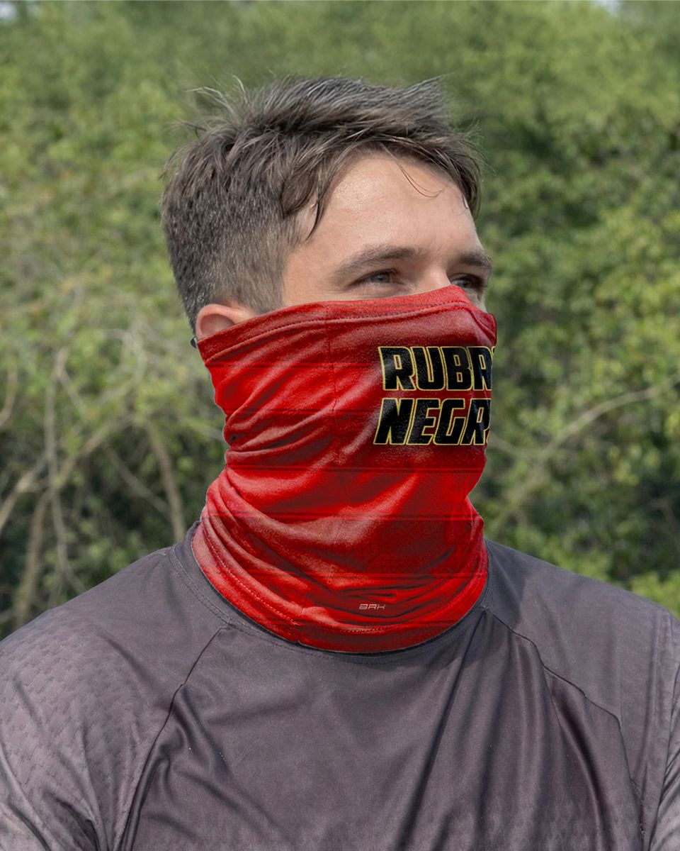 Bandana para Pescoço Brk Rubro Negro Listas Vermelhas com Proteção UV50