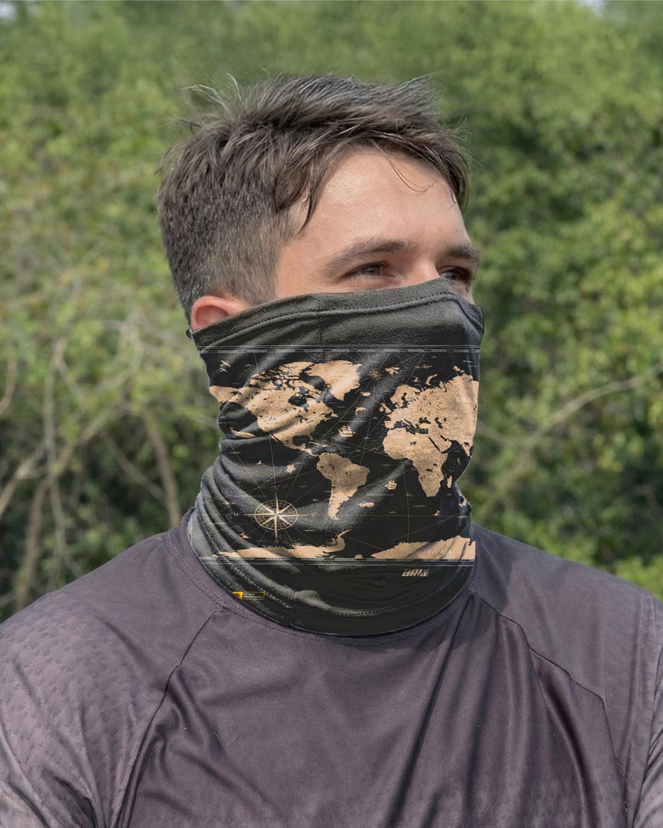 Bandana para Pescoço Brk Mapa do Mundo Travel com Proteção UV50+
