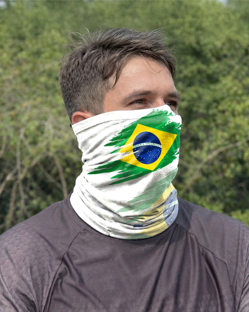 Bandana para Pescoço Brk Multifuncional Branca Brasil com Proteção UV50+