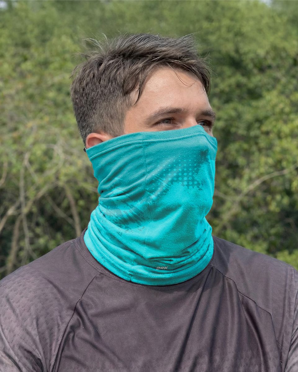 Bandana para Pescoço Brk Azul Ciano Rajado com Proteção UV50+