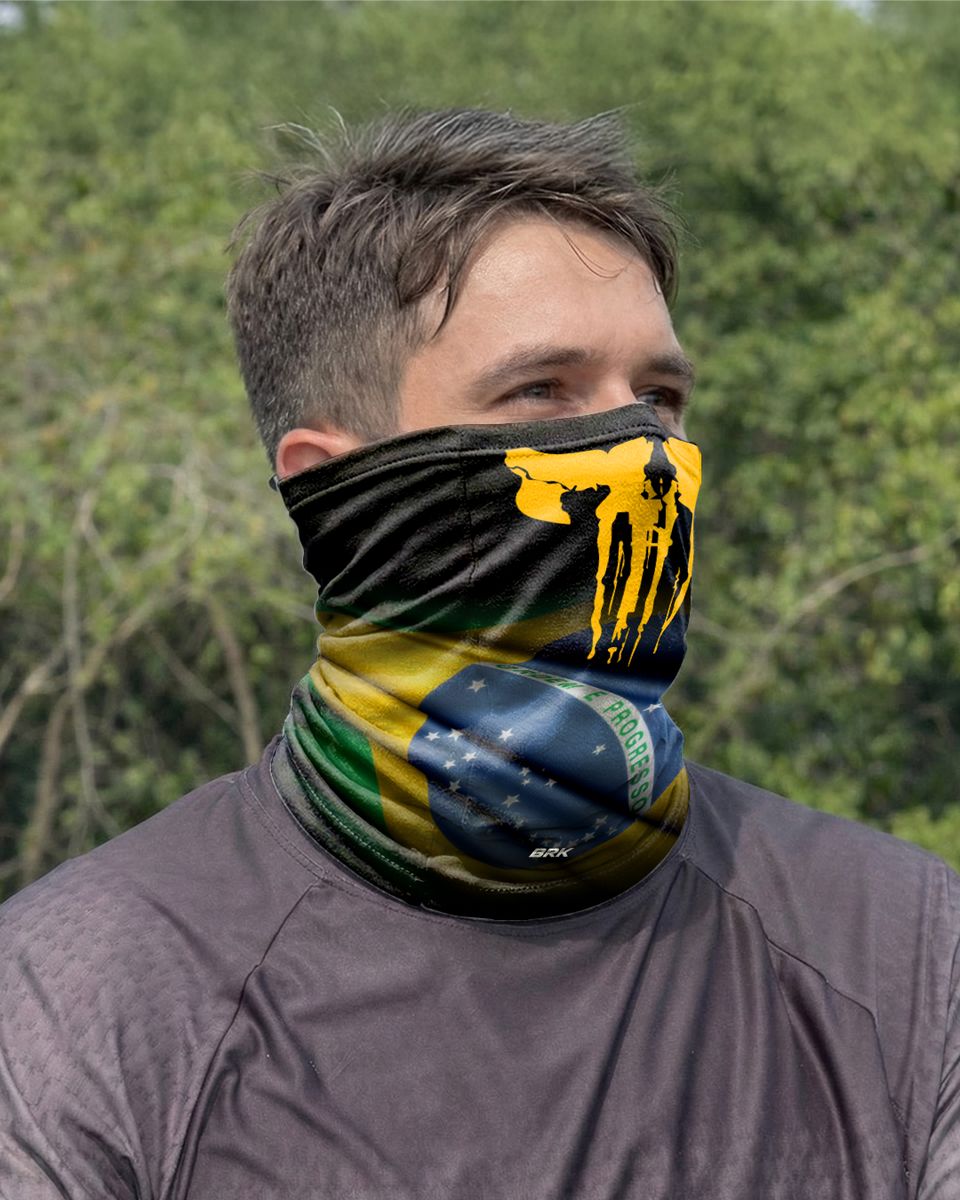 Bandana para Pescoço Brk Brasil Caveira com Proteção UV50+