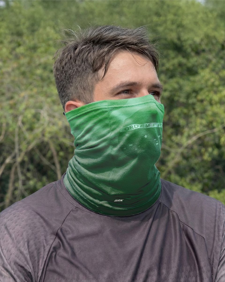 Bandana para Pescoço Brk Verde Com Bandeira do Brasil com UV50+