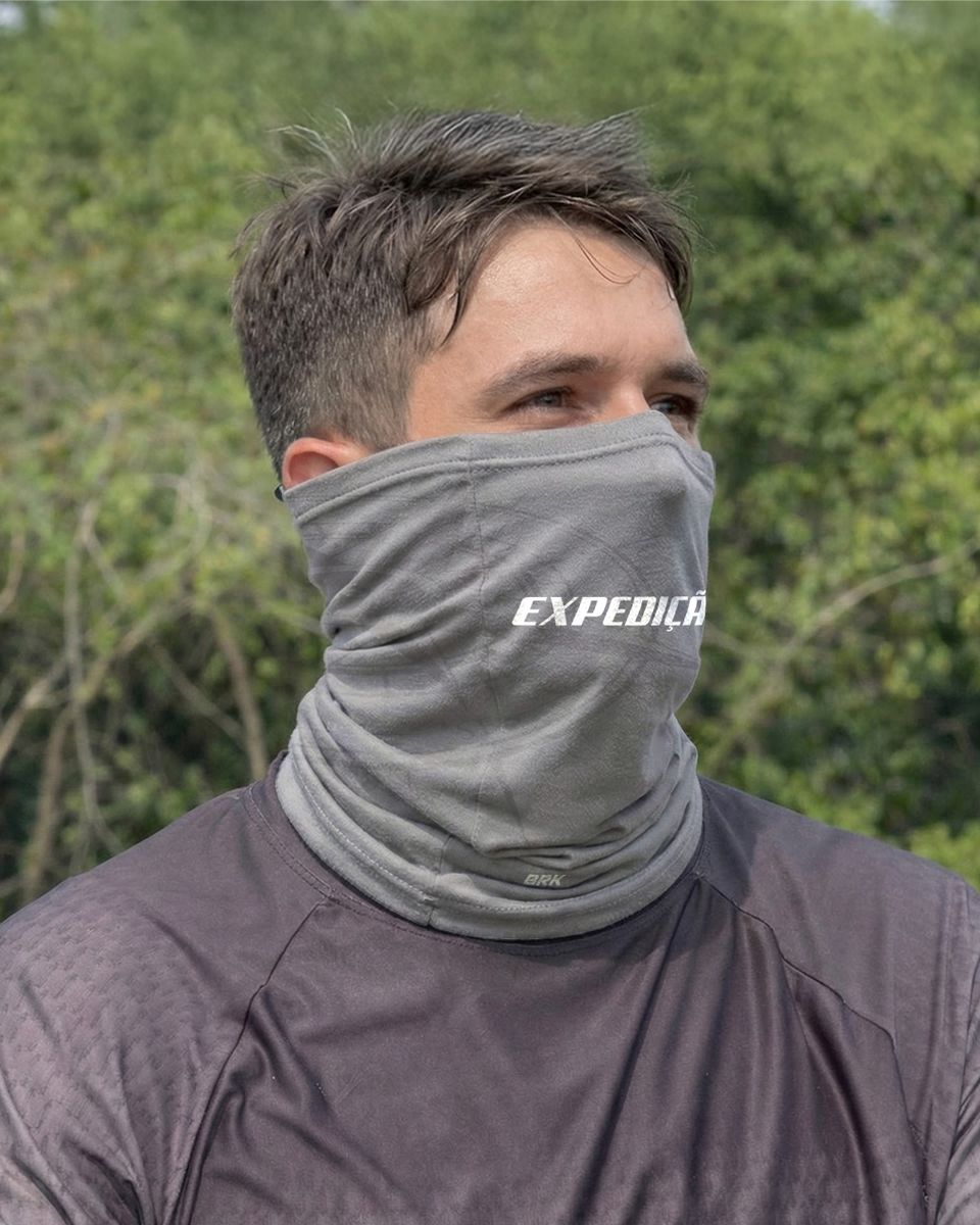 Bandana para Pescoço Brk Multifuncional Expedição Motos Cinza UV50+