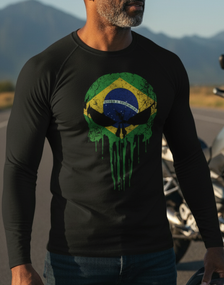 Camisa UV50 Segunda Pele Brk Militar Bandeira do Brasil