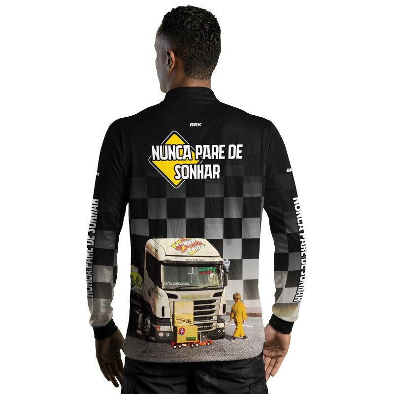 Camisa de Caminhão Brk Nunca Pare de Sonhar com Proteção Solar UV50+
