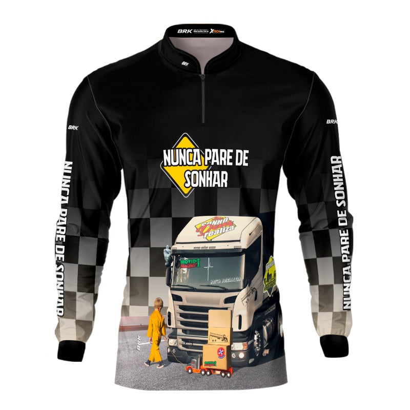 Camisa de Caminhão Brk Nunca Pare de Sonhar com Proteção Solar UV50+