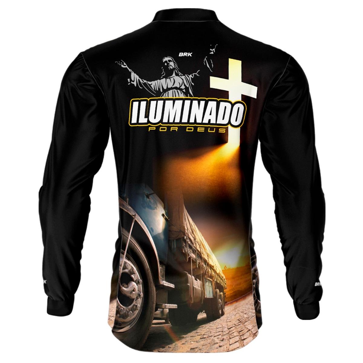 Camisa de Caminhão Brk Iluminado Por Deus Fé com Proteção UV50+