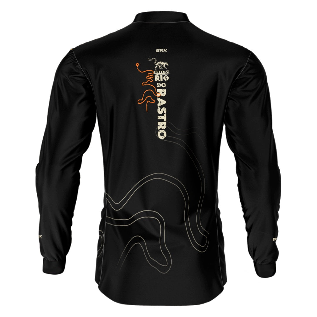 Camisa Masculina de Motociclismo Brk Serra do Rio Rastro Preta com Proteção Solar UV50+