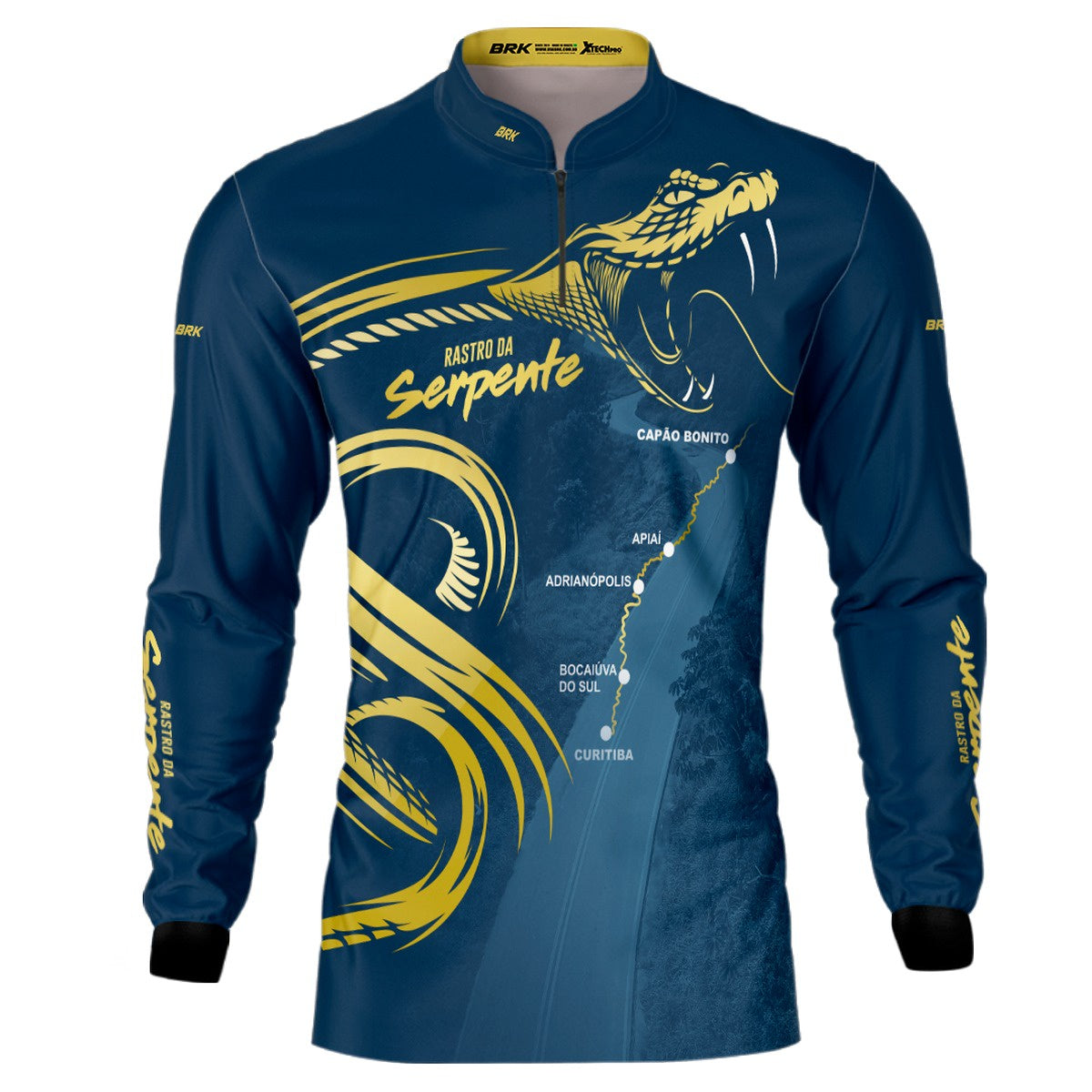 Camisa de Motociclismo Brk Rastro da Serpente Azul Marinho com Proteção Solar UV50+
