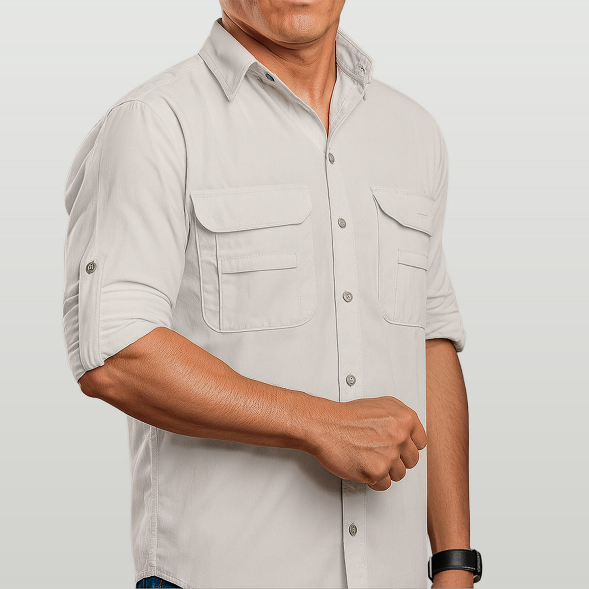 Camisa de Botão Brk Areia com Proteção UV50+