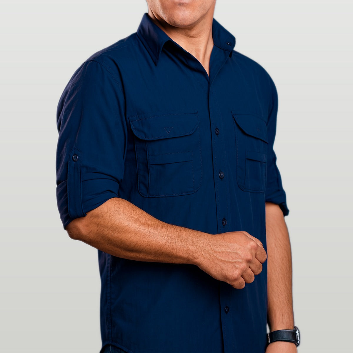 Camisa de Botão Brk Azul com Proteção UV50+