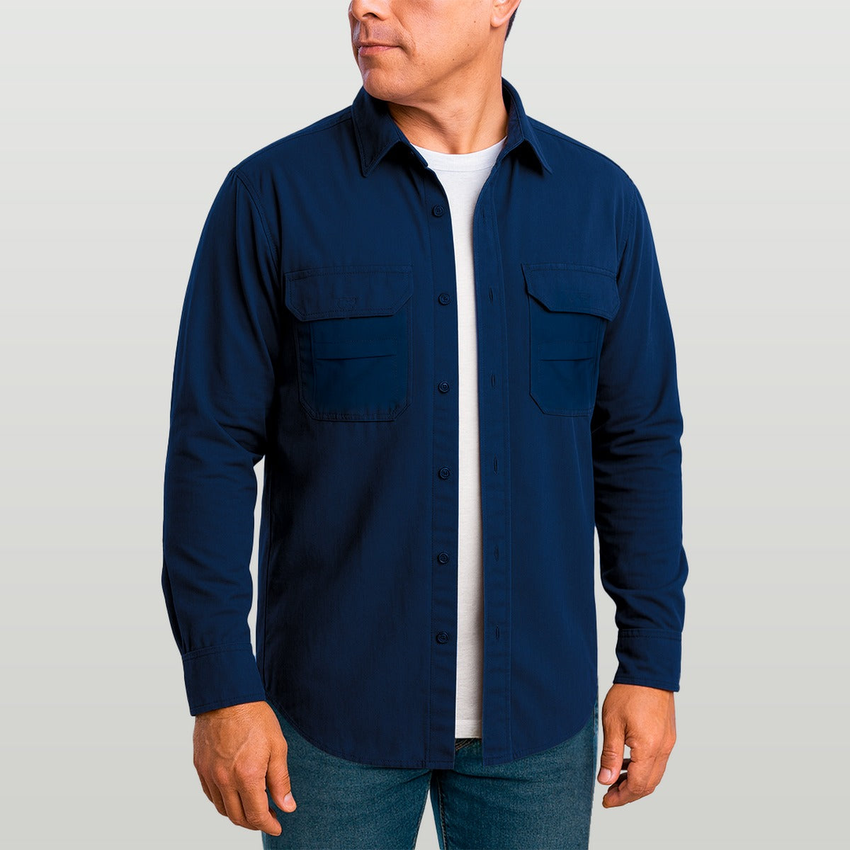 Camisa de Botão Brk Azul com Proteção UV50+