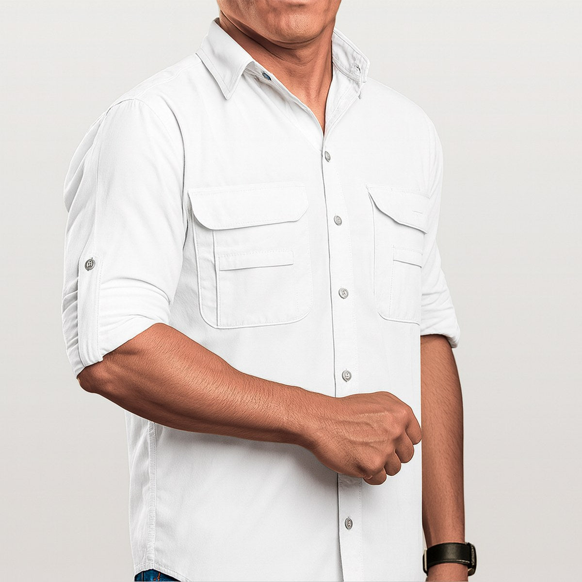 Camisa de Botão Brk Branca com Proteção UV50+
