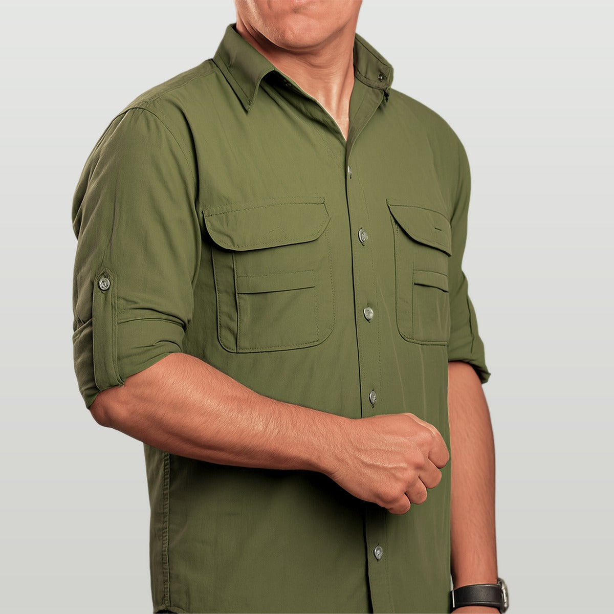 Camisa de Botão Brk Caqui com Proteção UV50+