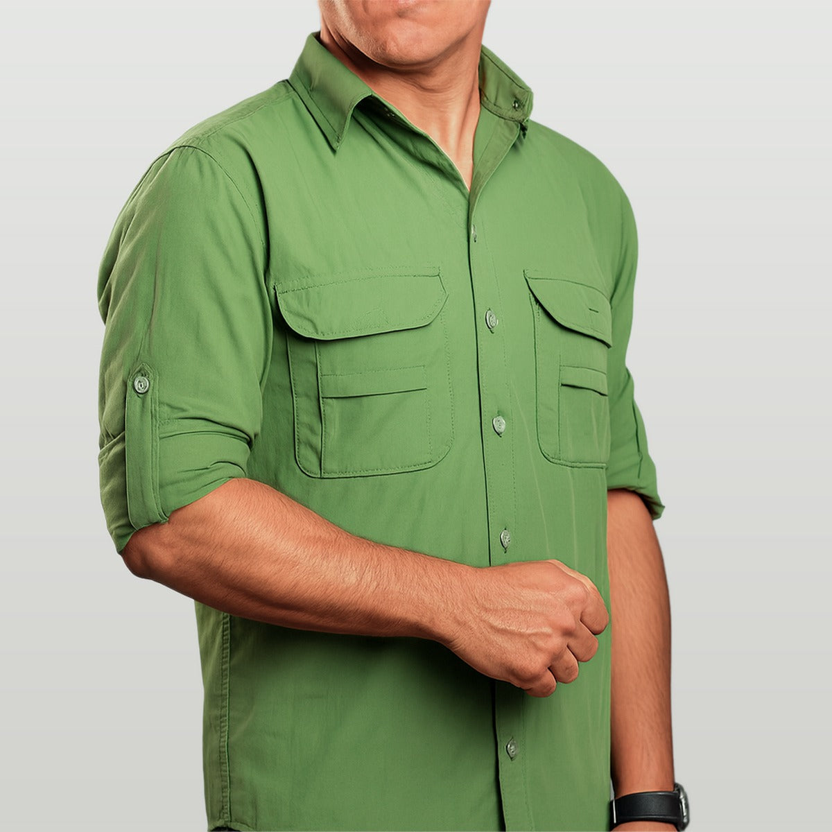 Camisa de Botão Brk Verde Aventura com Proteção UV50+