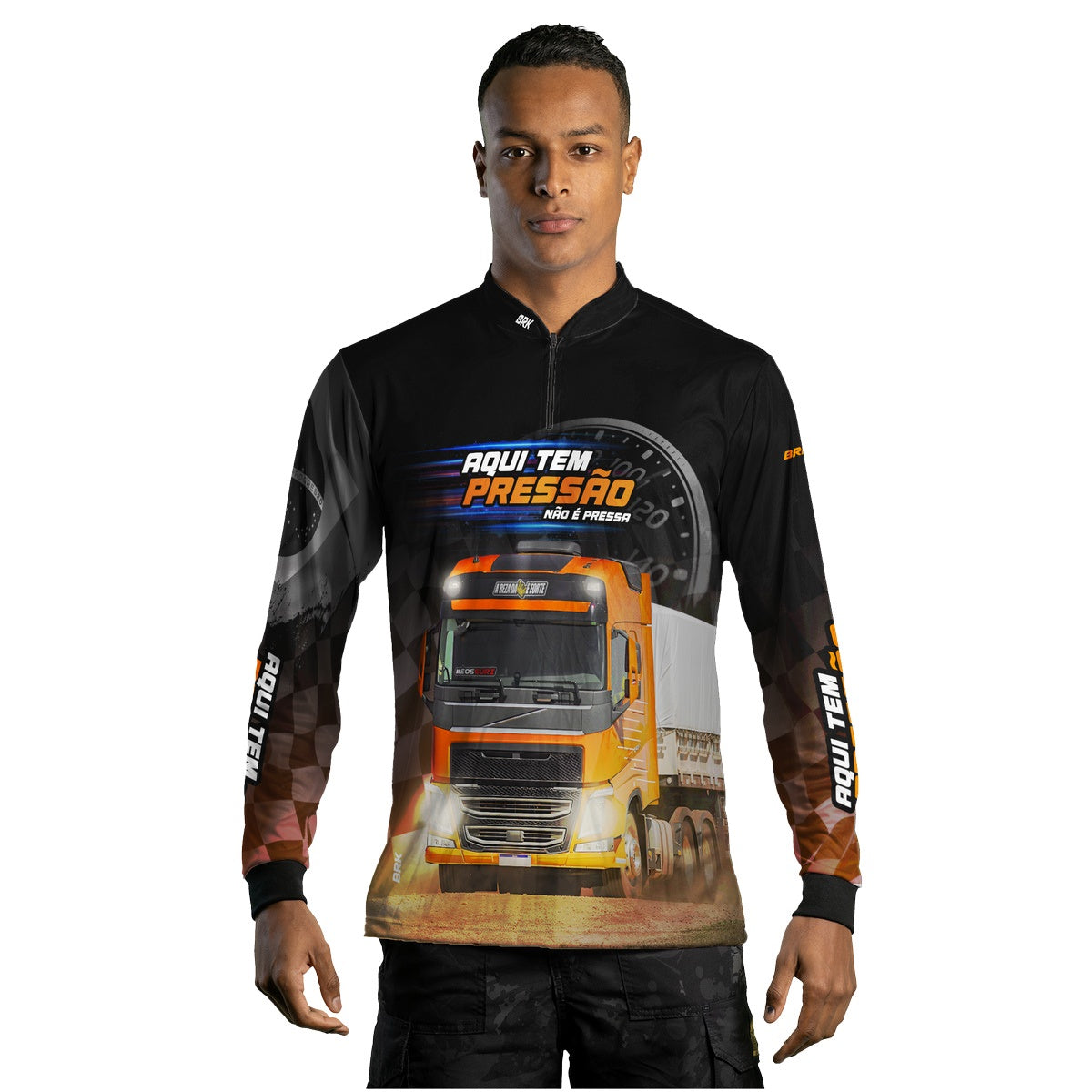 Camisa de Caminhão Brk Aqui Tem Pressão com UV50+