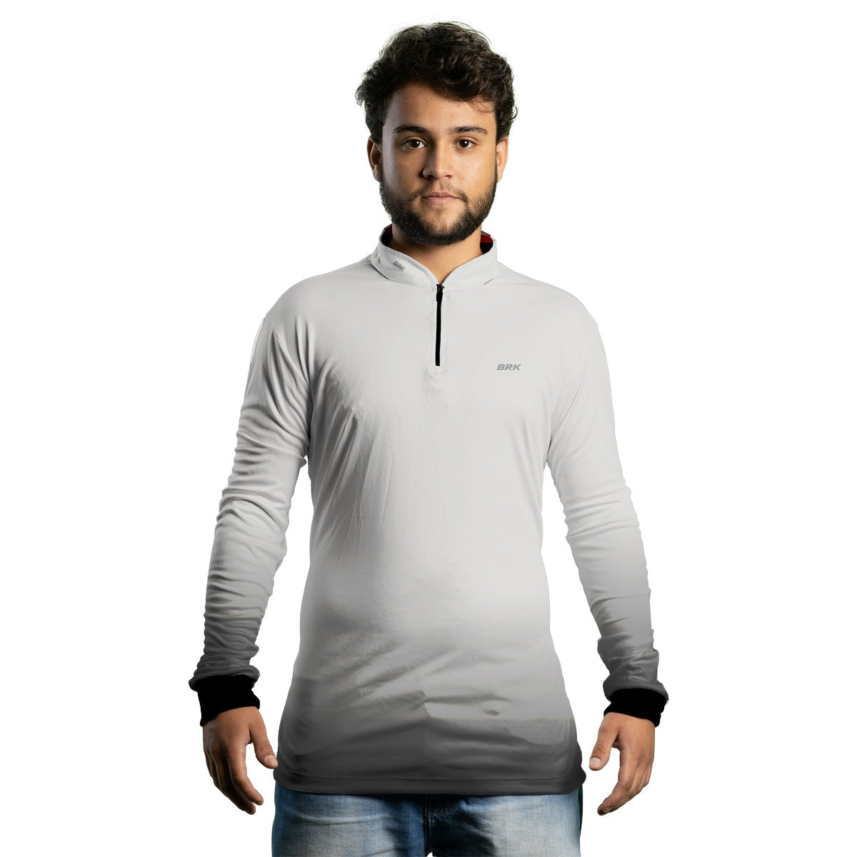 Camisa de Motociclismo Brk Unissex Basic Cinza Claro com Proteção Solar UV50+
