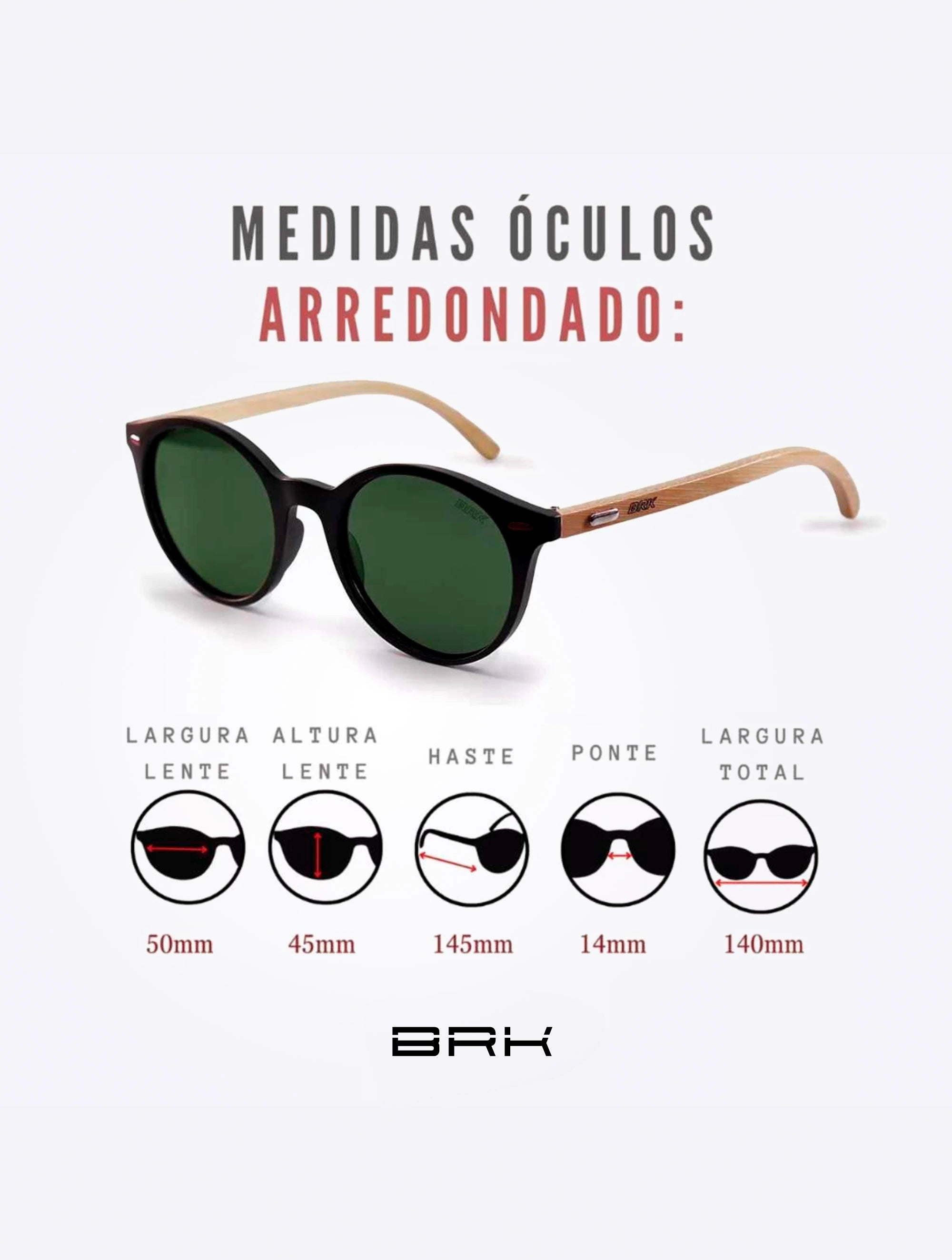 Óculos de Sol Brk Arredondado com Lente Polarizada Espelhada