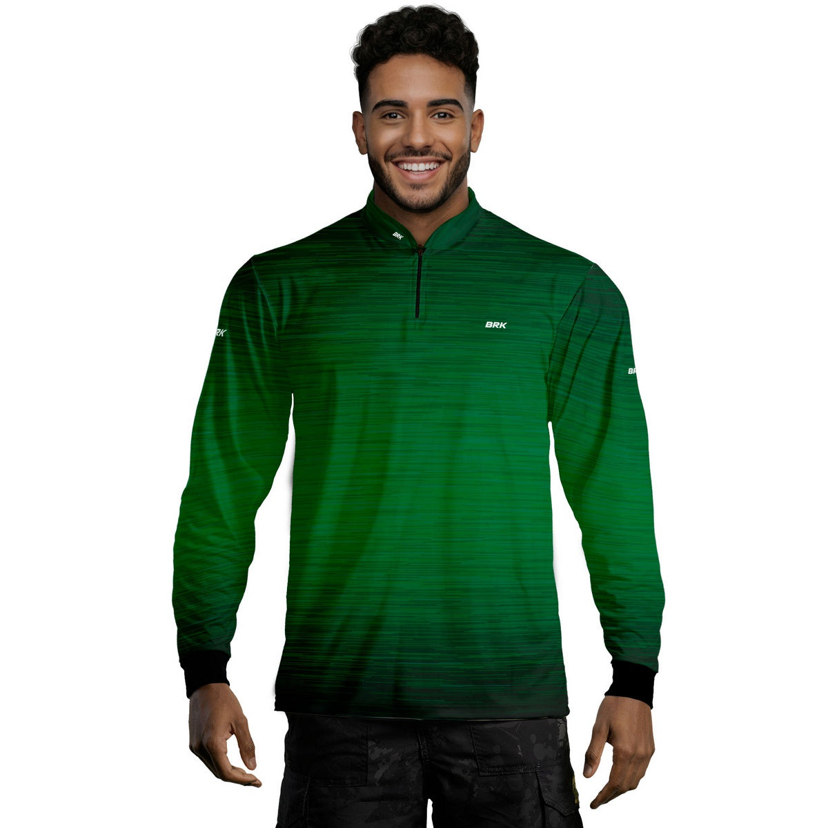 Camisa de Motociclismo Brk Mescla Verde Escuro com Proteção Solar UV50+