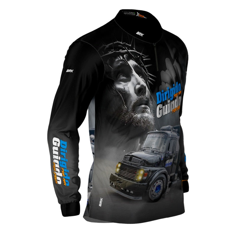 Camisa de Caminhão Brk Dirigido Por Mim, Guiado Por Deus com UV50+