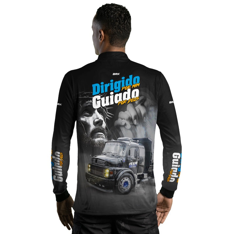 Camisa de Caminhão Brk Dirigido Por Mim, Guiado Por Deus com UV50+