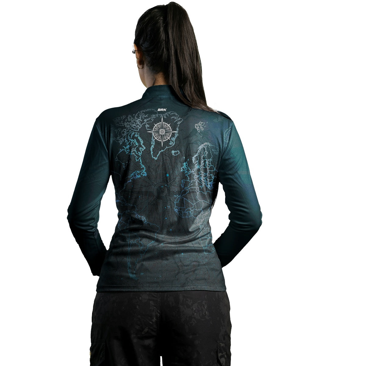 Camisa Feminina Motociclismo Brk Mapa Estilizado com Proteção Solar UV50+