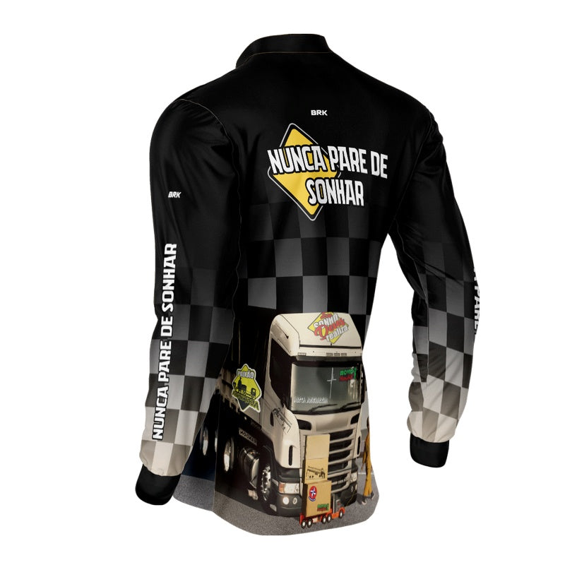 Camisa de Caminhão Brk Nunca Pare de Sonhar com Proteção Solar UV50+