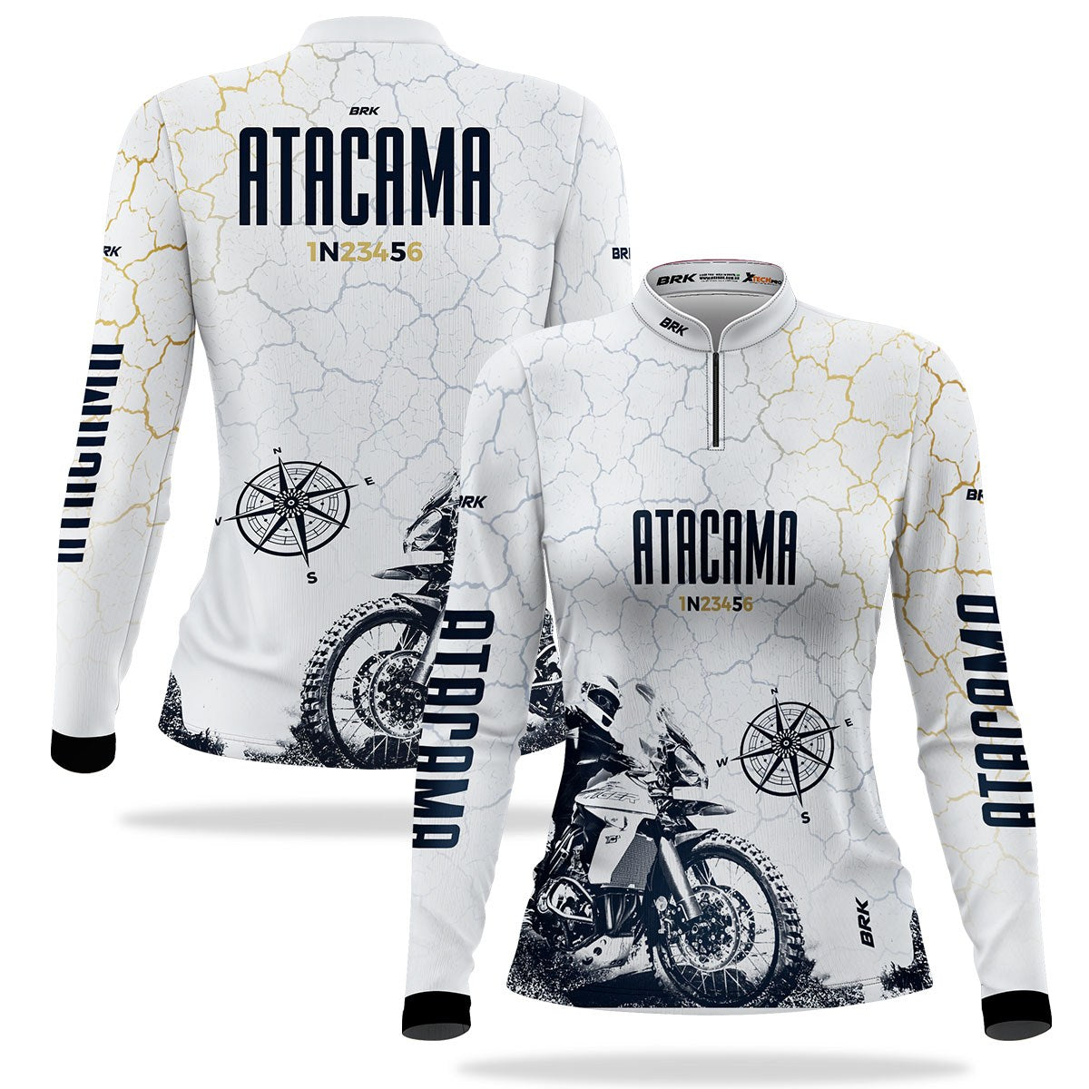 Camisa de Motociclismo Feminina Brk Branca Atacama Chile com Proteção Solar UV50+