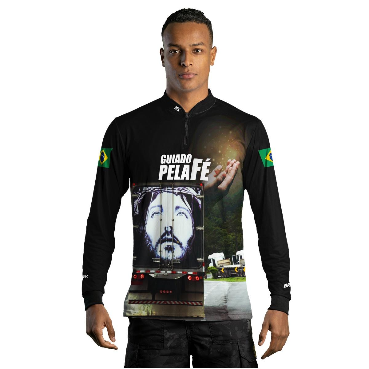 Camisa de Caminhão Brk Guiado Por Deus Fé com Proteção UV50+