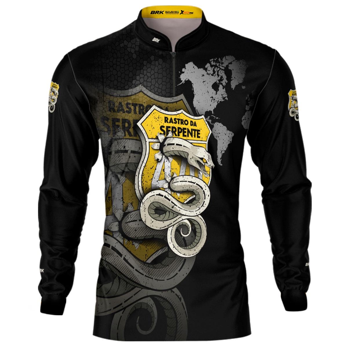 Camisa de Motociclismo Brk Rastro da Serpente Preta com UV50+