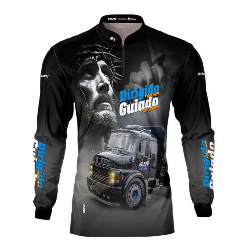 Camisa de Caminhão Brk Dirigido Por Mim, Guiado Por Deus com UV50+