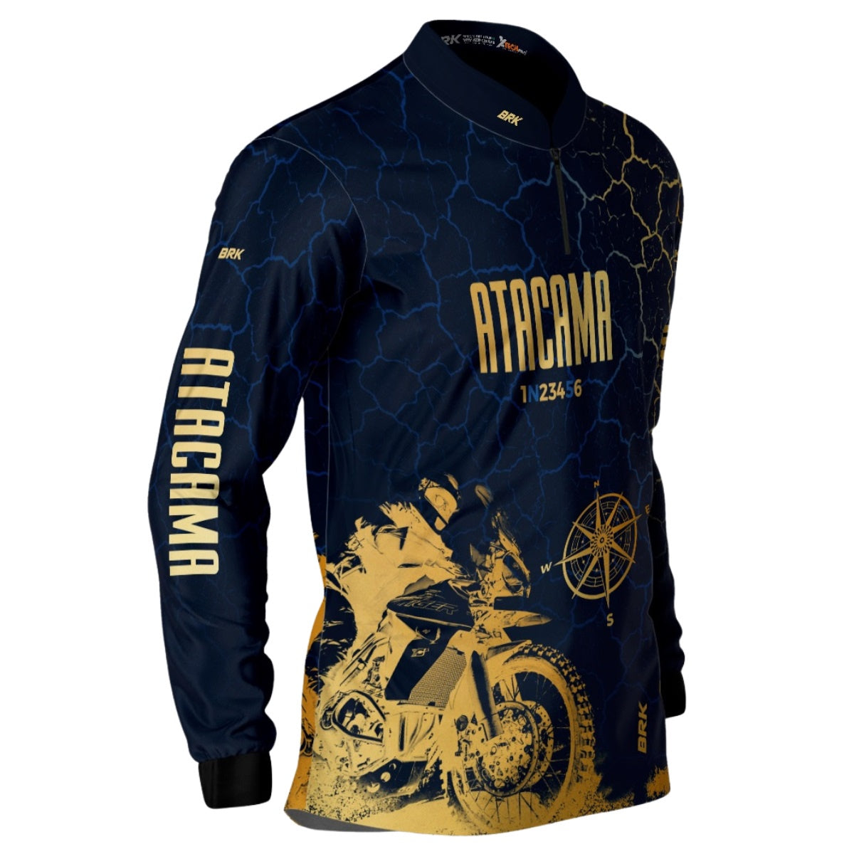 Camisa Expedição Brk Atacama Chile Azul e Dourado com UV50 Envio Imediato