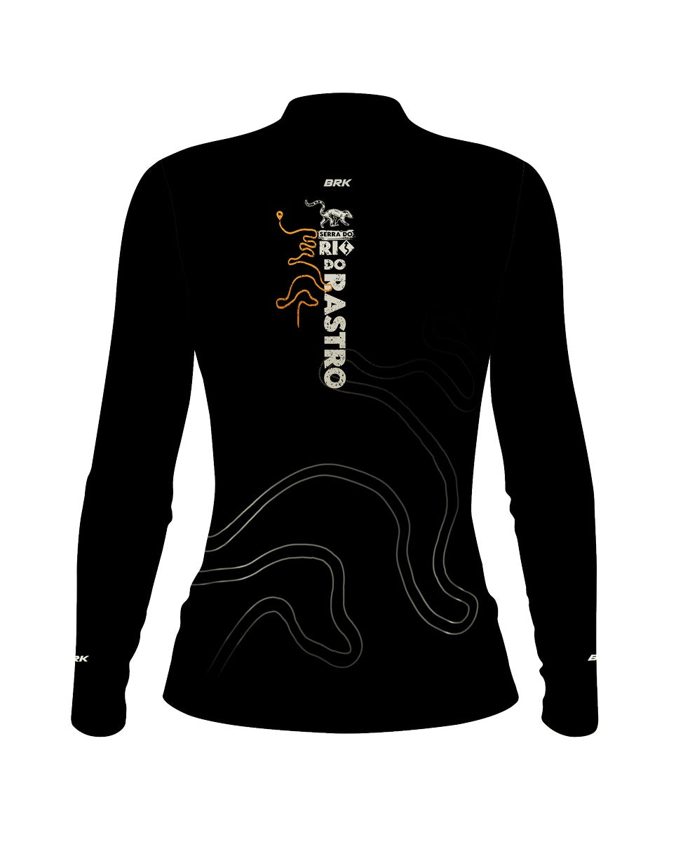 Camisa Feminina de Motociclismo Brk Serra do Rio Rastro Preta com Proteção Solar UV50+