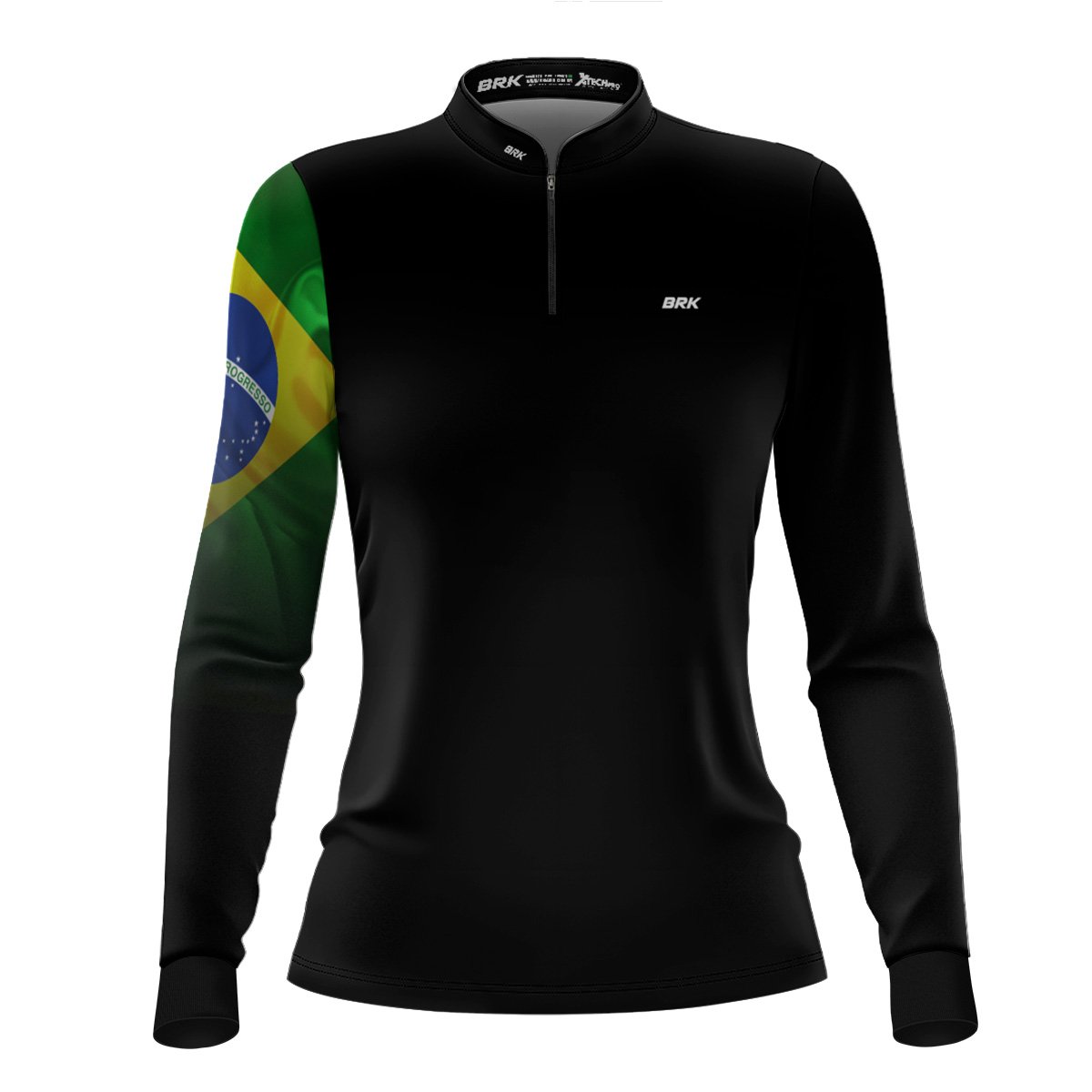 Kit Camisas de Casal com Proteção UV50 Preta Bandeira do Brasil