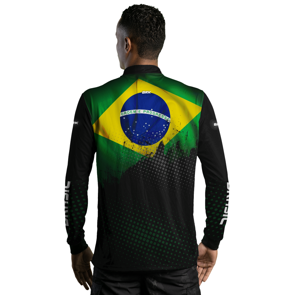 Kit Camisas de Casal com Proteção UV50 Bandeira do Brasil