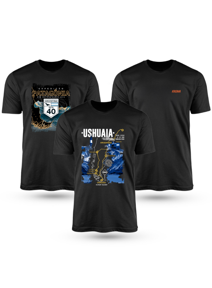 Kit Com 3 Camisetas de Algodão Coleção Expedição América Latina