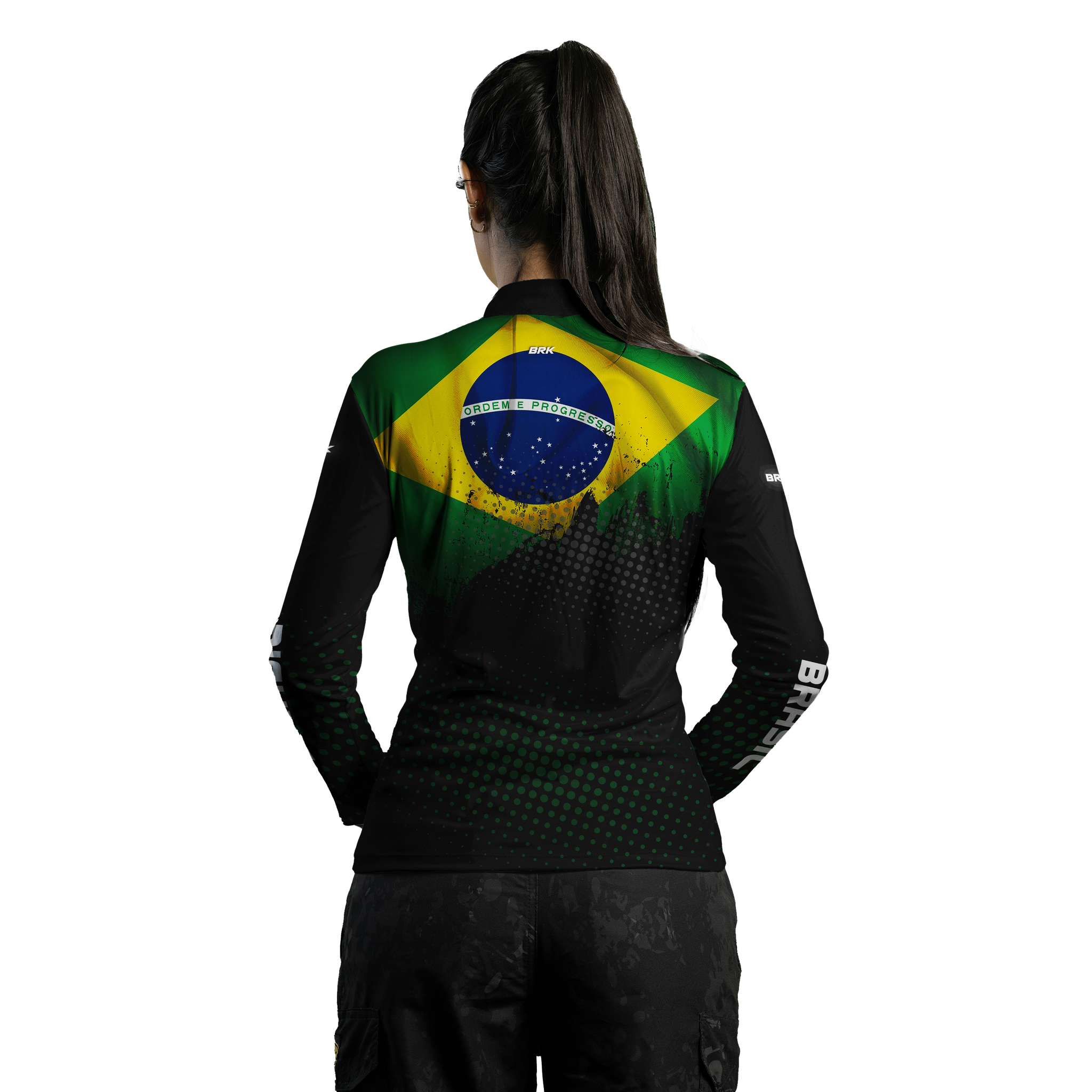 Kit Camisas de Casal com Proteção UV50 Bandeira do Brasil