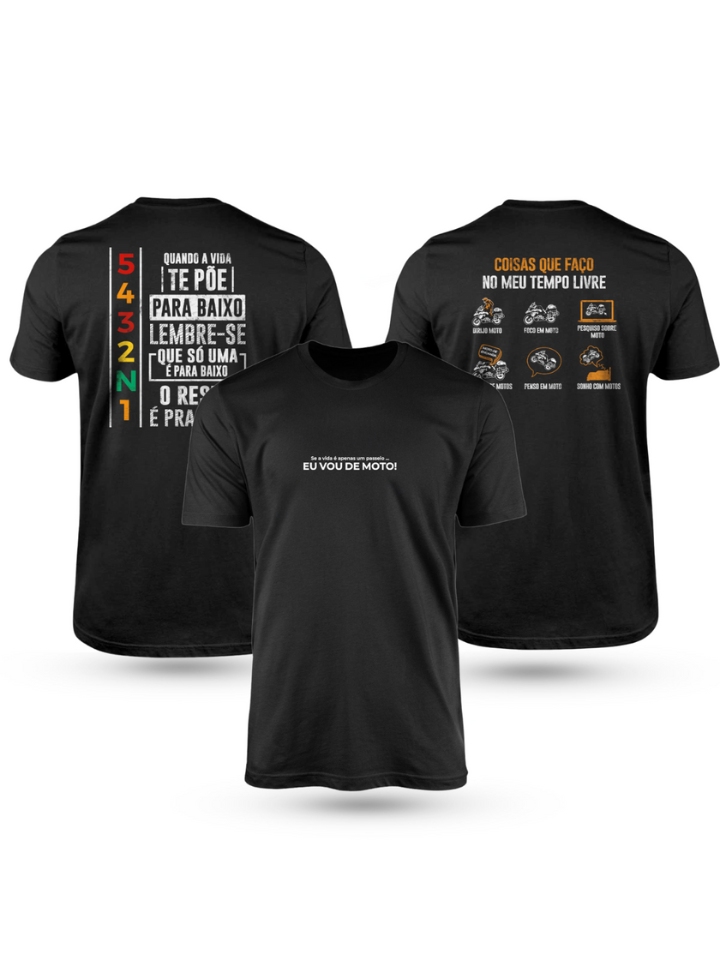 Kit Com 3 Camisetas de Algodão Coleção Motociclismo