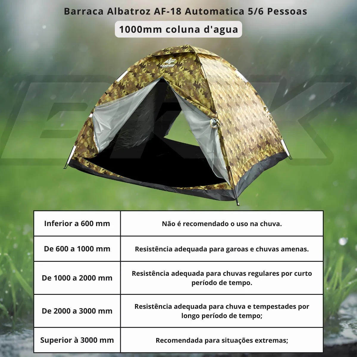 Barraca para Camping 5/6 Pessoas Albatroz AF-300 Camuflado Marrom